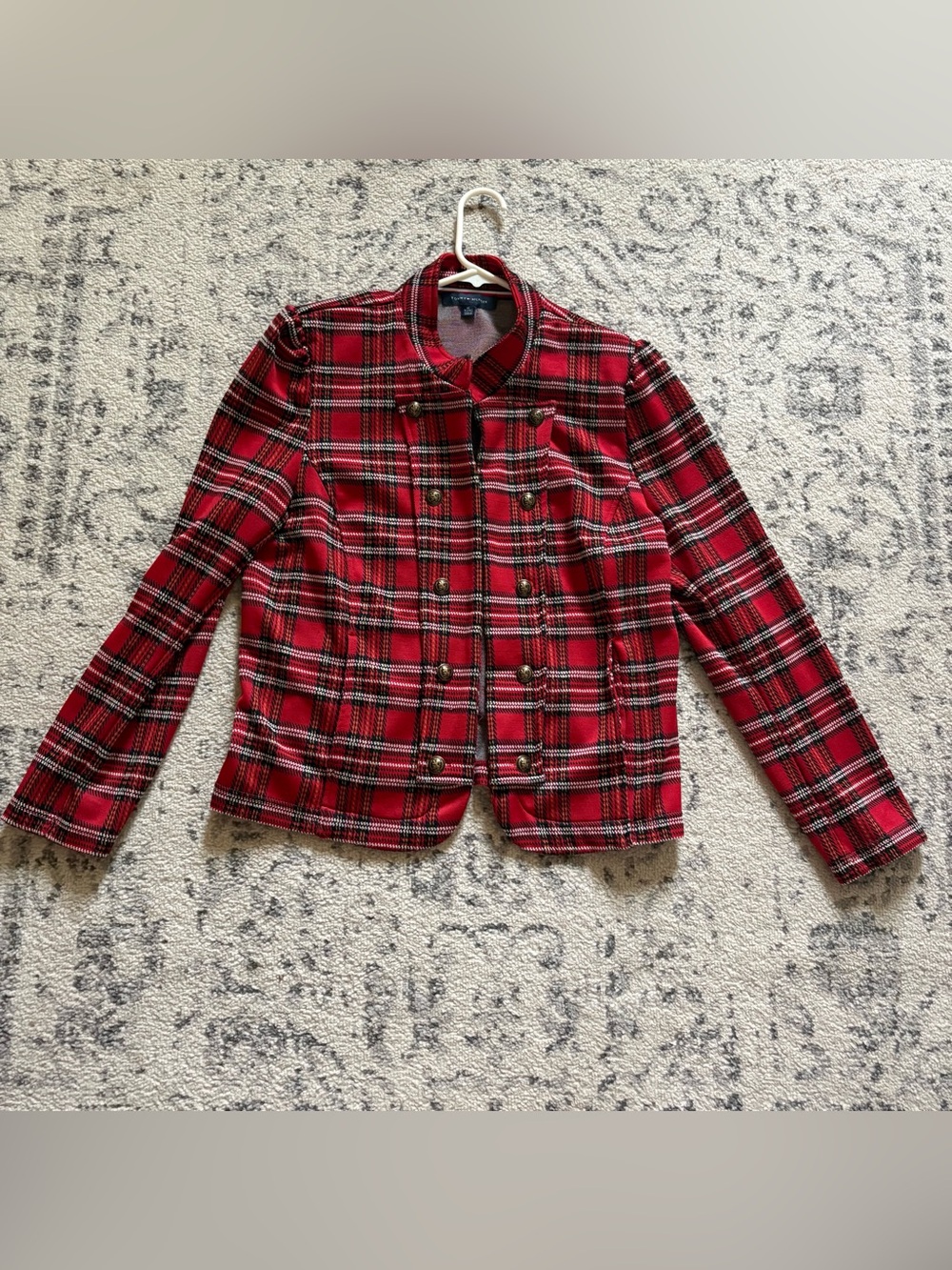 Tommy Hilfiger Red Plaid Button-Up Blazer Jacket Women’s XL